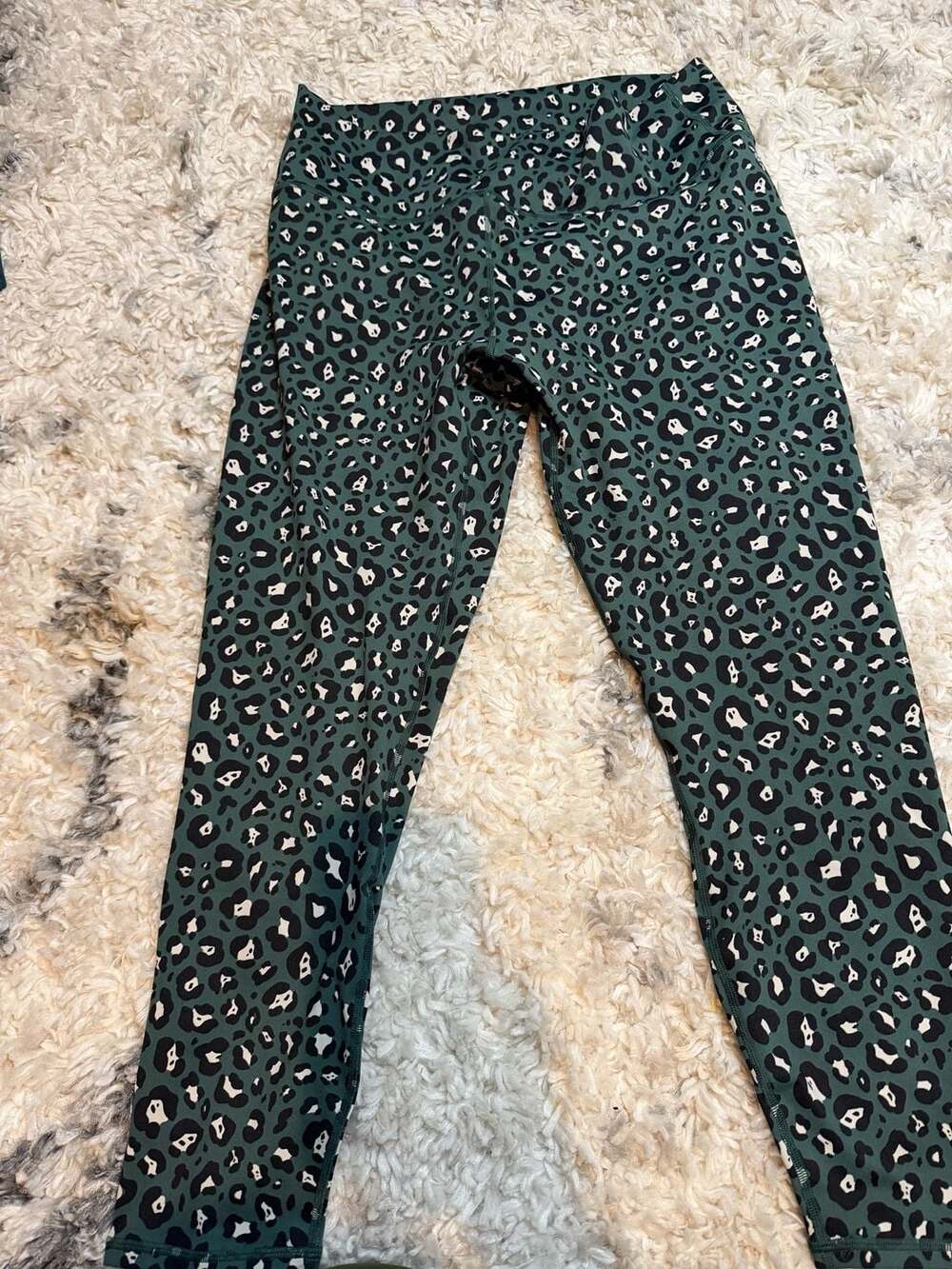 Fabletics PowerHold High-Waisted Leopard Print Leggings Green Size XL